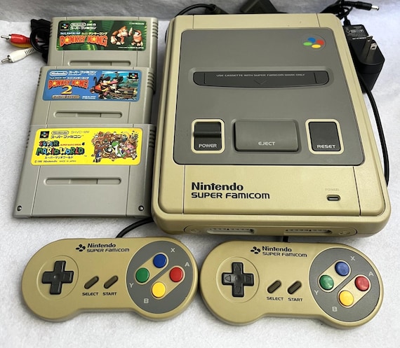 Super Famicom Console Bundle Donkey Kong 1 & 2 Super Mario World SNES Japan Tested Working 2 Controllers