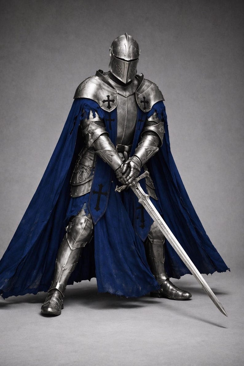 Medieval Knight Armor Suit – Templar Crusader Full Body Armor With Blue ...