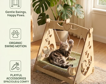 Cat Swing Bed Hammock: Gentle Organic Motion, Playful Toy, Cozy Pet Lounger