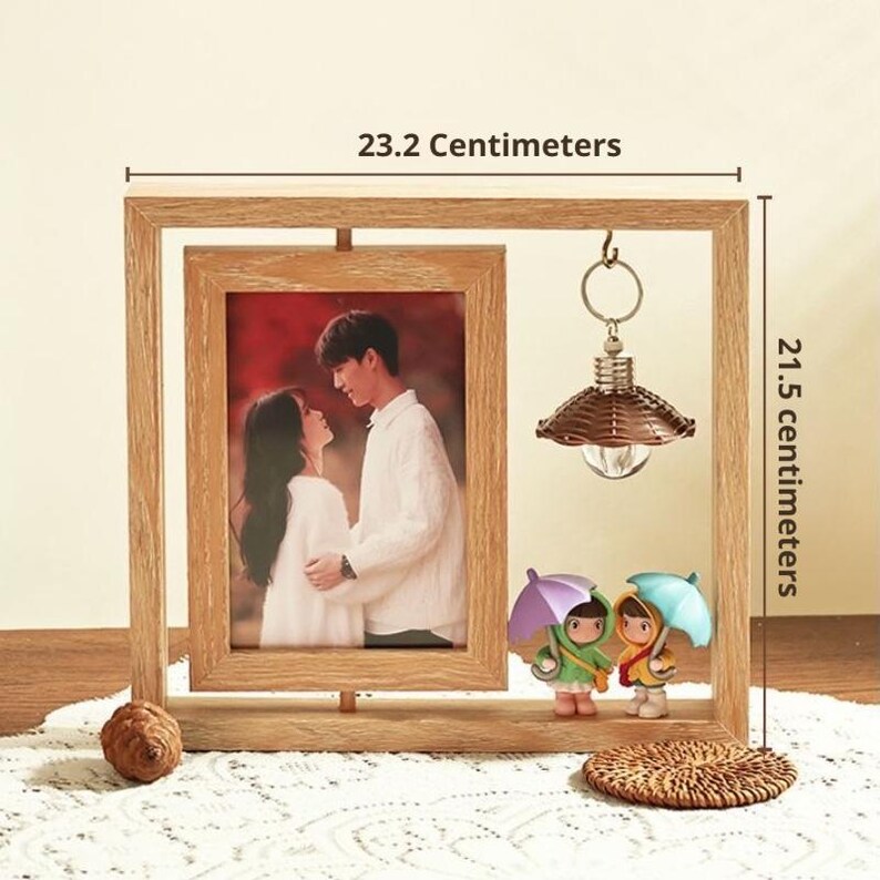 Led Photo Frame Rotating Rotating Wooden Photo Frame With LED Lights, Personalized Desktop ...