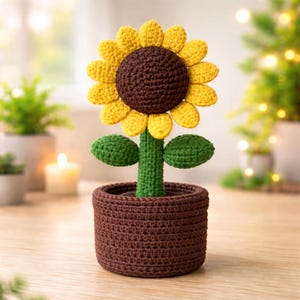 Crochet Sunflower Plant Pattern | Realistic Amigurumi Flower in Pot (PDF)