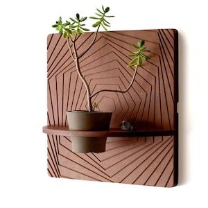 Geometric Wall Planter - Carved Hexagon Plant Shelf - Wall Mounted Plant Stand - Floating Indoor Planter -  Plant Wall Art - Made in USA