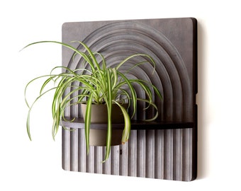 Carved Arch Wall Plant Hanger: Boho Indoor Planter Shelf - Made in USA