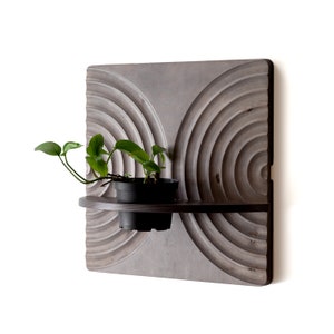 KARVD Echo Hanging Planter Wall Mounted Plant Stand Indoor Planter Panel Plant Shelf Vertical Wall Garden Wood Carved Planter Gray