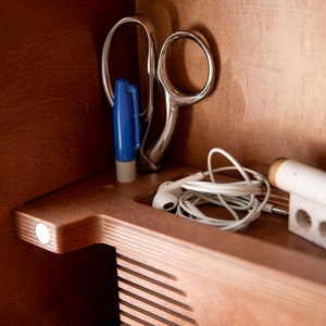 Wall mounted murphy desk. Floating laptop desk for dorm room. Fold up secretary desk. Hideaway desk by KARVD Walls.