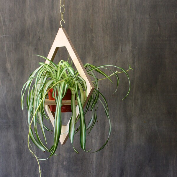 RESERVED for Ally- Modern Hanging Planter- Geometric Wooden Planter- Indoor Planter- Boho Decor- Modern Home Gift- FREE SHIPPING