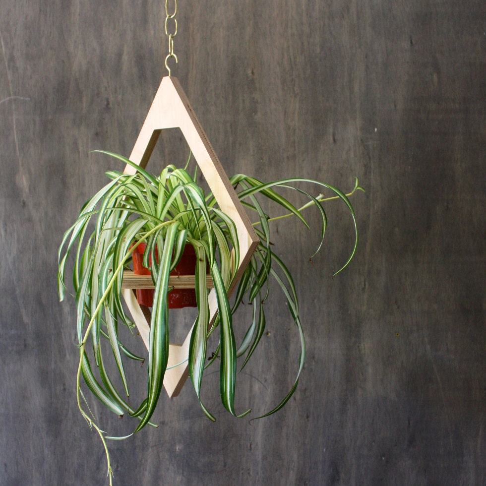 Modern hanging planter mid century plant stand geometric wooden planter indoor planter boho decor modern home gift free shipping