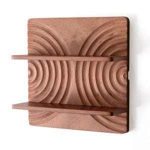 Wood Carved Echo Shelf: Modular Wall Mounted Bookshelf, Made in USA