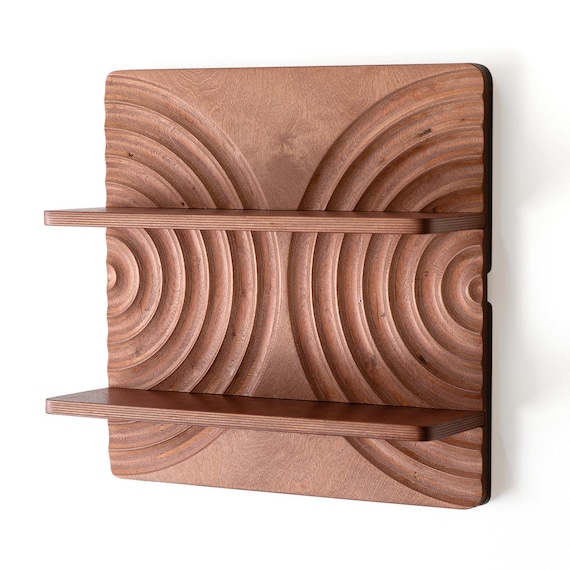 Wood Carved Echo Shelf: Modular Wall Mounted Bookshelf, Made in USA