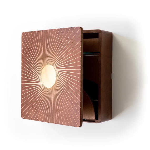 Karvd Sol Wall Mounted Liquor Cabinet Compact Cocktail Bar Etsy