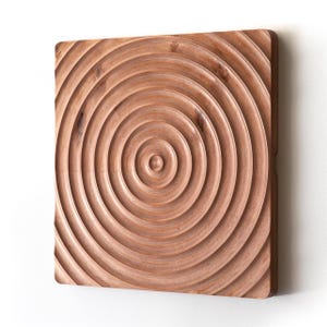 Wood Carved Ripple Wall Panel: 3D Wooden Home Decor - Made in USA