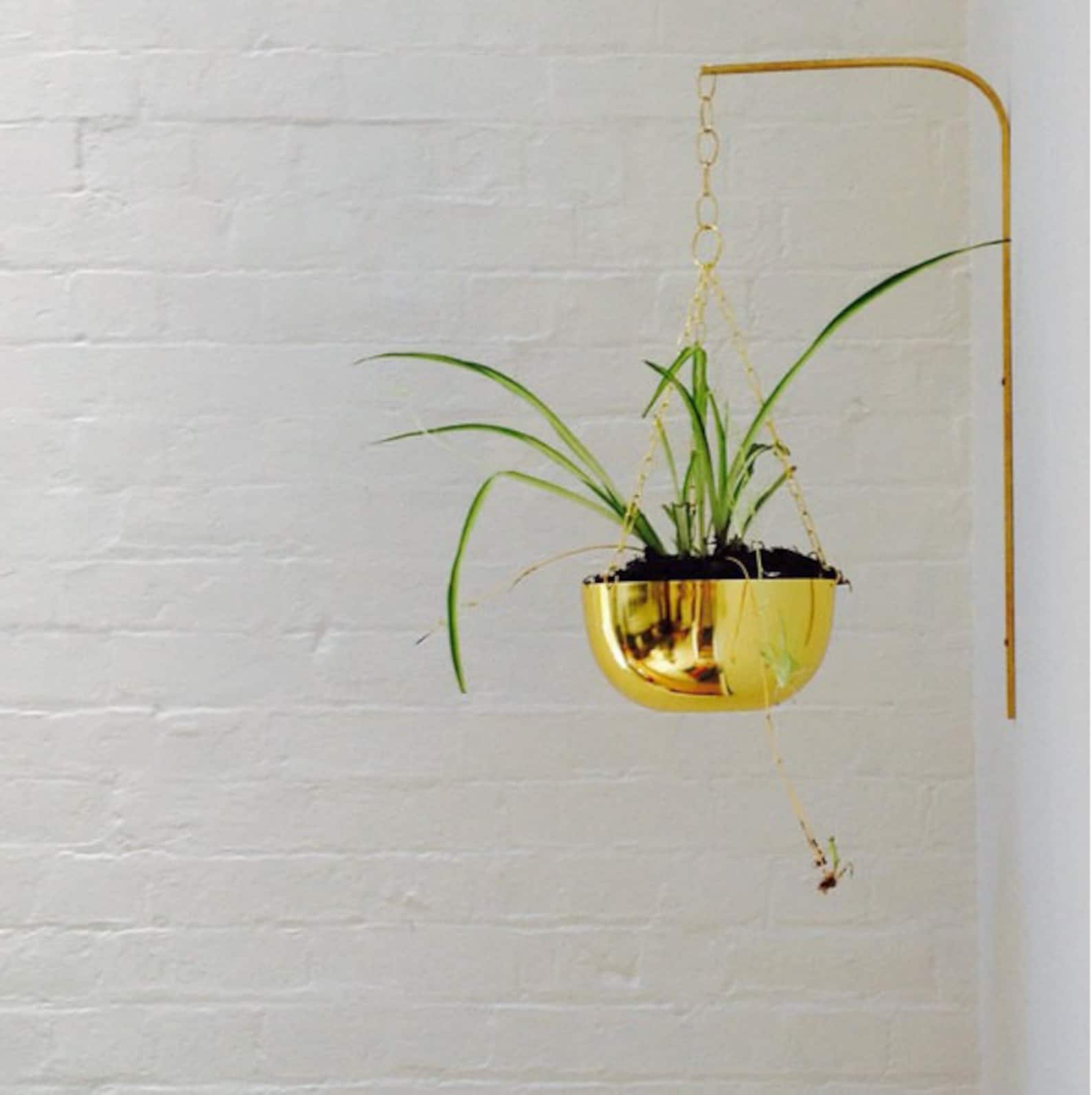 Brass Planter Bracket Modern Plant Hanger Decorative Wall Etsy