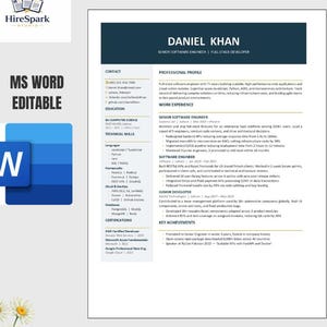 Executive ATS Resume Template | Modern Word Editable CV for Information Technology, Software Developer (1,2,3 Page)