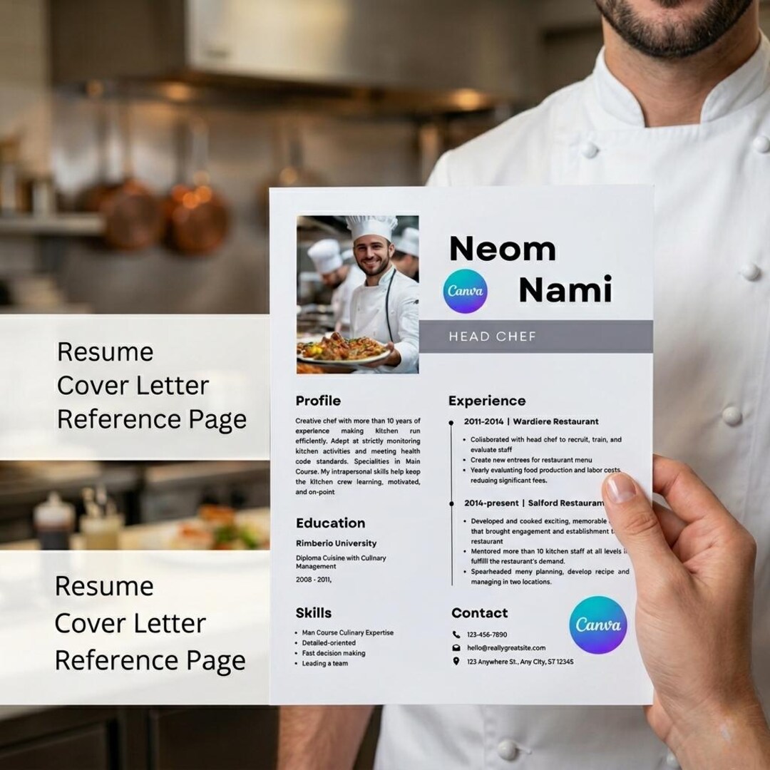 Chef Resume Template, Cook CV Template, Sous, Executive Chef, Culinary ...