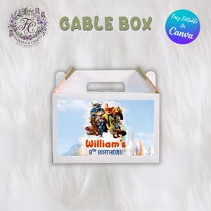 Zootopia Gable Box Label, Judy Hopps Nick Wilde Birthday Party Favor Box, Treat Box Wrapper Printable, Digital Download Party Supplies ZP1 image 1