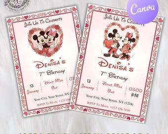 Mickey Mouse Birthday Invitation, Mickey Minnie Party Invite Card, Editable Kids Birthday Party Invitation, Printable Digital Download MM1