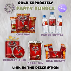Lightning McQueen Chip Bag Label, Editable Race Car Birthday Favor (Digital Download) image 6