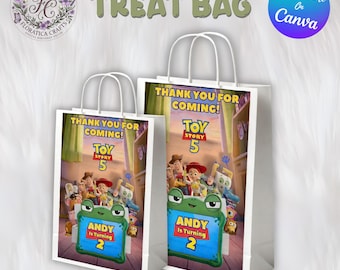 Toy Story Birthday Treat Bag Labels, Woody Buzz Party Favor Wrappers (Digital Download)