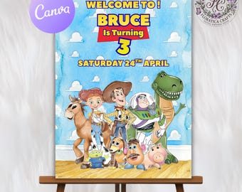 Baner urodzinowy „Toy Story”, znak na imprezę „Woody Buzz Lightyear” (pobranie cyfrowe)