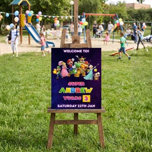 Super Mario Bros Birthday Banner, Super Mario Galaxy Editable Party Welcome Sign Kids Printable Birthday Banner Poster, Digital Download SM1 bild 2