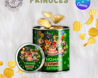 Zootopia 2 Editable Pringles Label & Lid, Kids Birthday Party Favor, Zoo Animal Snack Kit, Fox and Bunny Gift Chip Can, Digital Download ZP1