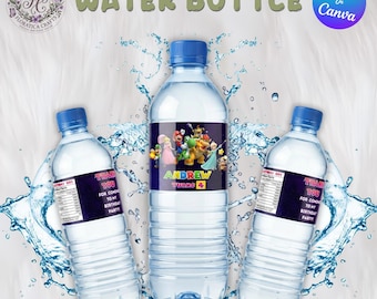 Super Mario Bros Water Bottle Label, Super Mario Galaxy Themed Birthday Party Favor, Kids Editable Drink Wrapper, Digital Download SM1