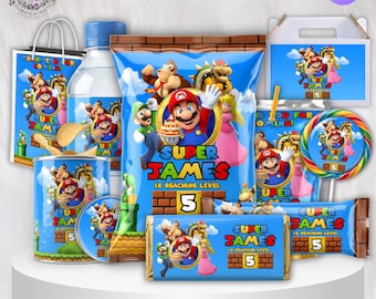 Super Mario Birthday Party Pack, Editable Canva Decorations (Digital Download)
