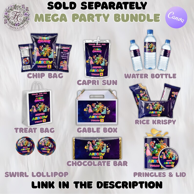 Super Mario Bros Birthday Banner, Super Mario Galaxy Editable Party Welcome Sign Kids Printable Birthday Banner Poster, Digital Download SM1 bild 6