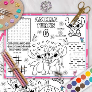 Lilo and Stitch Birthday Placemat Activity Sheet (Digital Download)