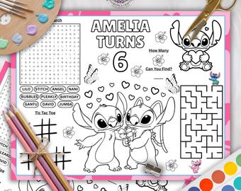 Lilo and Stitch Birthday Placemat Activity Sheet (Digital Download)