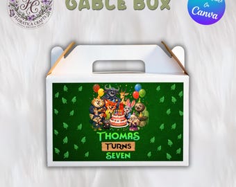 Zootopia 2 Editable Gable Box Label, Kids Birthday Party Favor, Zoo Animal Treat Box, Fox and Bunny Gift Box Sticker, Digital Download ZP1