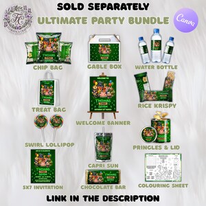 Zootopia 2 Editable Water Bottle Label, Kids Birthday Party Favor, Zoo Animal Drink Wrapper, Fox and Bunny Water Label, Digital Download ZP1 画像 6