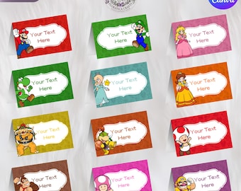 Super Mario Food Tent Cards: Editable Gaming Party Table Signs (Digital Download)
