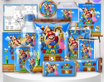 Super Mario Birthday Party Bundle, Editable Decorations (Digital Download)