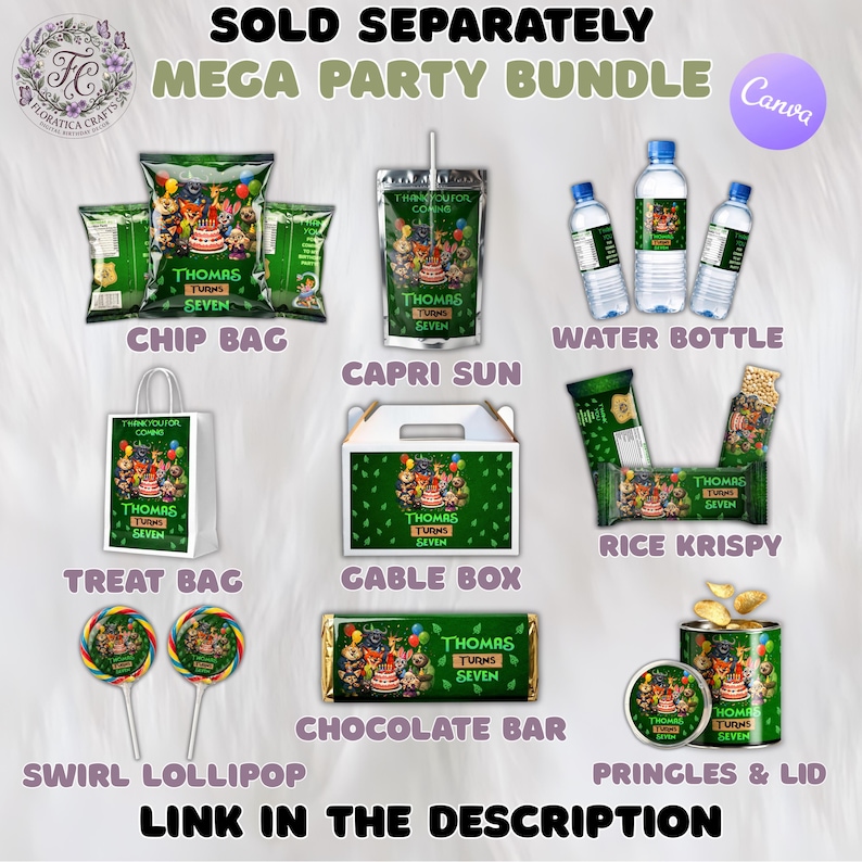 Zootopia 2 Editable Water Bottle Label, Kids Birthday Party Favor, Zoo Animal Drink Wrapper, Fox and Bunny Water Label, Digital Download ZP1 画像 5