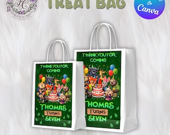 Zootopia 2 Editable Treat Bag Label, Kids Birthday Party Favor, Zoo Animal Goodie Bag, Fox and Bunny Gift Bag Sticker, Digital Download ZP1