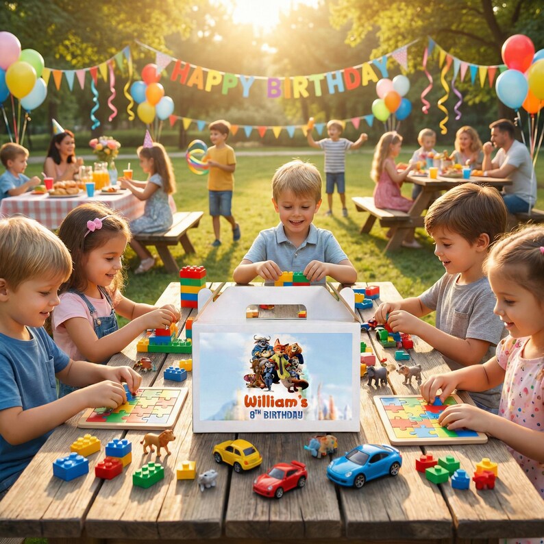 Zootopia Gable Box Label, Judy Hopps Nick Wilde Birthday Party Favor Box, Treat Box Wrapper Printable, Digital Download Party Supplies ZP1 image 2