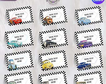 Cars Food Tent Cards: Lightning McQueen, Mater Party Labels (Digital Download)