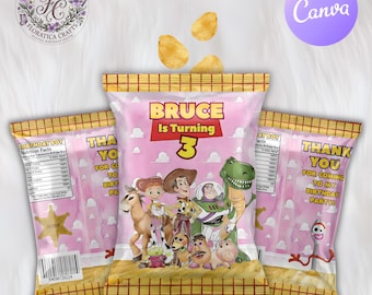 Personalized Toy Story Chip Bag Label, Woody Buzz Lightyear Party Favor (Digital Download)