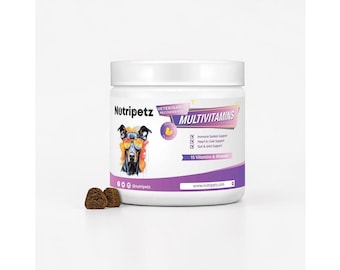 NutriPetz Dog Multivitamins, Pet Chewable Supplements, Supports Brain, Immune, Digestive Health & Skin Coat