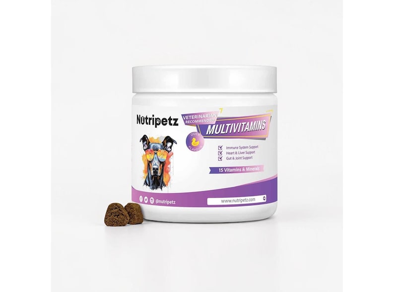 Dog Multivitamins, Pet Chewable Supplements, Supports Brain, Immune, Digestive Health & Skin Coat