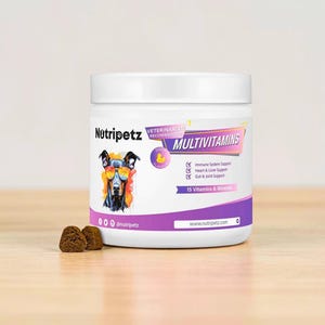 Dog Multivitamins, Pet Chewable Supplements, Supports Brain, Immune, Digestive Health & Skin Coat