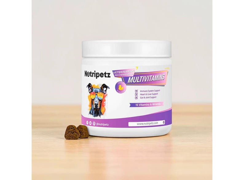 Dog Multivitamins, Pet Chewable Supplements, Supports Brain, Immune, Digestive Health & Skin Coat