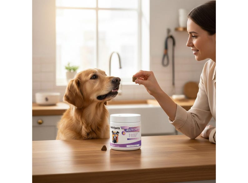 Dog Multivitamins, Pet Chewable Supplements, Supports Brain, Immune, Digestive Health & Skin Coat