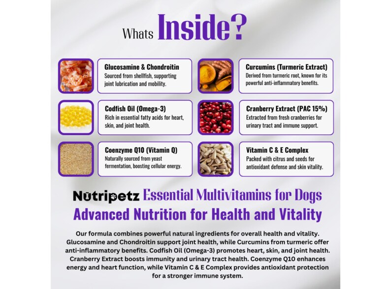 Dog Multivitamins, Pet Chewable Supplements, Supports Brain, Immune, Digestive Health & Skin Coat