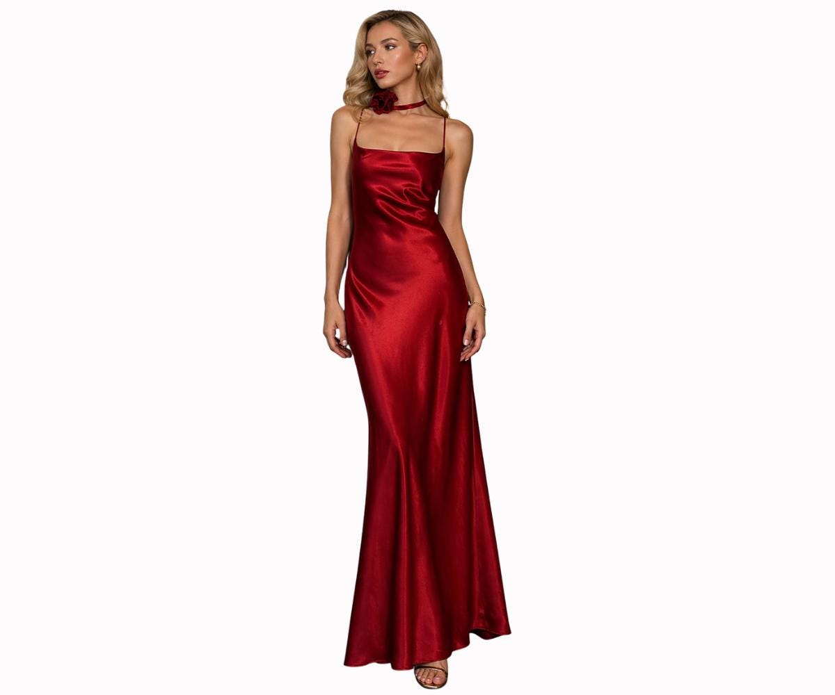 strapless open back dress Stunning Sheath Spaghetti Straps Red Ruffles Date Night Dress Prom Dre   Denver Dress