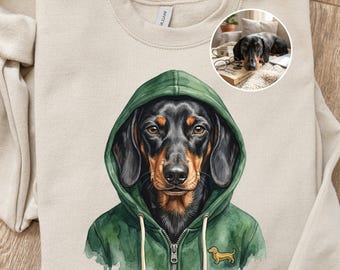 Custom Dog Cat Photo Sweatshirt Personalized Pet Portrait Crewneck Gift Idea Birthday Present Owner Apparel Funny Pet Illustration Pullover