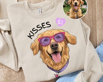 Custom Dog Photo Sweatshirt Personalized Pet Portrait Crewneck Gift Idea Birthday Present Owner Apparel Funny Pet Illustration Pullover