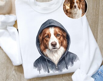 Benutzerdefinierte Hunde Katzen Foto Sweatshirt Personalisierte Haustier Porträt Rundhalsausschnitt Geschenkidee Geburtstagsgeschenk Besitzer Bekleidung Lustiges Haustier Illustration Pullover