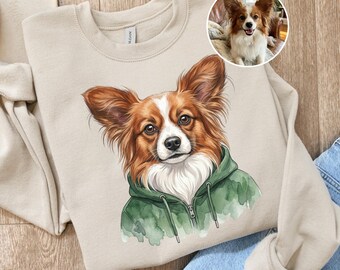 Custom Dog Cat Photo Sweatshirt Personalized Pet Portrait Crewneck Gift Idea Birthday Present Owner Apparel Funny Pet Illustration Pullover